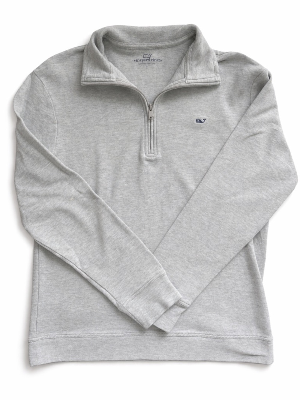 Vineyard Vines Light HTHR Gray Quarter-Zip Pullover- Unisex S Small 100% Cotton